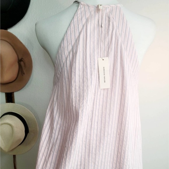 REBECCA TAYLOR NWT PINK MULTICOLOR STRIPE TANK RUFFLE DRESS Sz: 8 - Picture 12 of 16